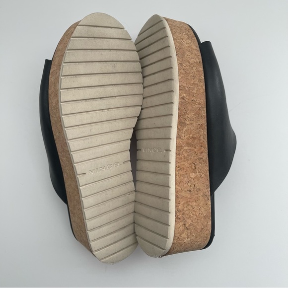 VINCE James B Leather Women’s Platform Cork Slide Black Sandals size 7.5 - Picture 13 of 14